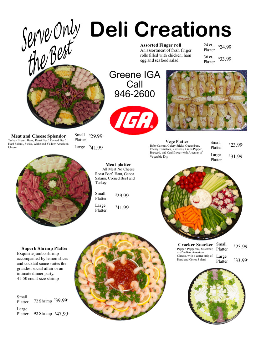 Platter Menu Greene IGA